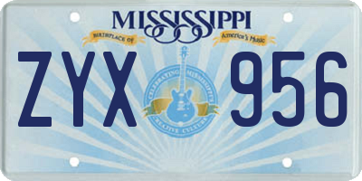 MS license plate ZYX956
