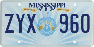 MS license plate ZYX960