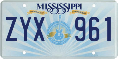MS license plate ZYX961
