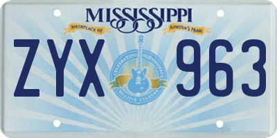 MS license plate ZYX963
