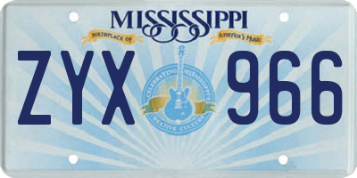 MS license plate ZYX966