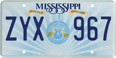 MS license plate ZYX967