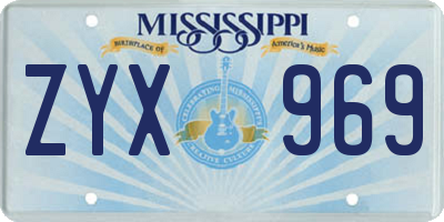 MS license plate ZYX969