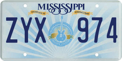 MS license plate ZYX974