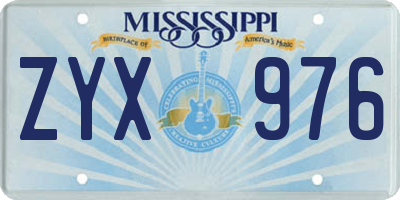 MS license plate ZYX976