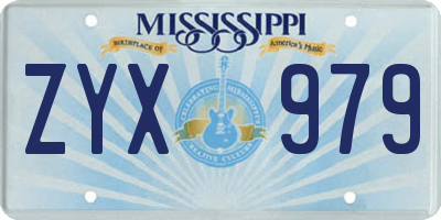 MS license plate ZYX979