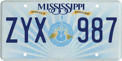 MS license plate ZYX987