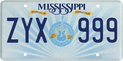 MS license plate ZYX999