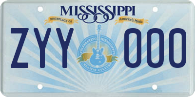 MS license plate ZYY000