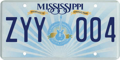 MS license plate ZYY004
