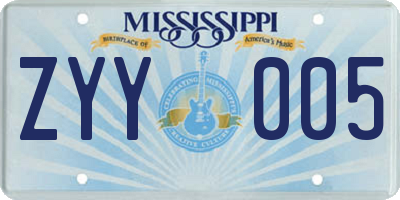 MS license plate ZYY005