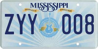 MS license plate ZYY008