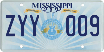 MS license plate ZYY009