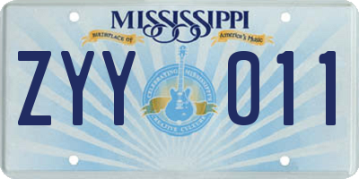 MS license plate ZYY011