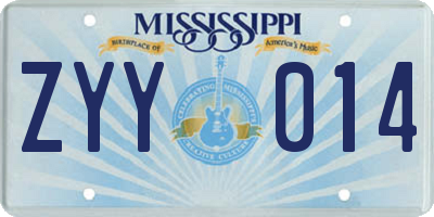 MS license plate ZYY014