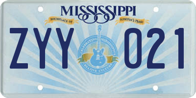 MS license plate ZYY021