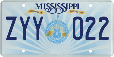 MS license plate ZYY022