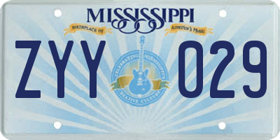 MS license plate ZYY029