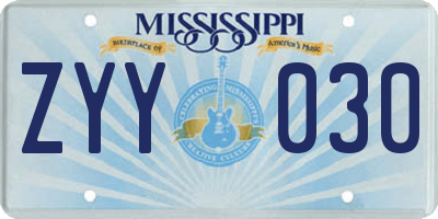 MS license plate ZYY030