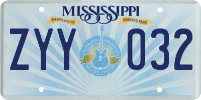 MS license plate ZYY032
