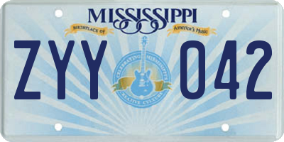 MS license plate ZYY042