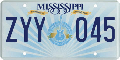 MS license plate ZYY045