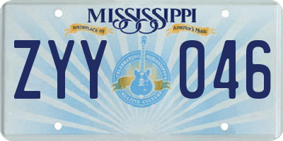 MS license plate ZYY046