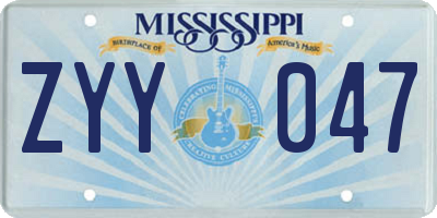 MS license plate ZYY047