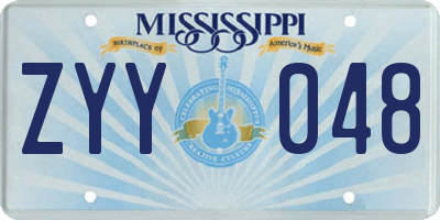 MS license plate ZYY048