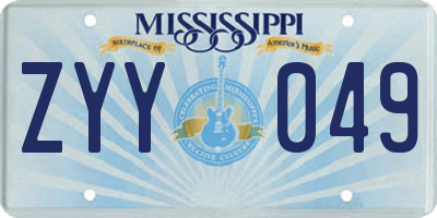 MS license plate ZYY049