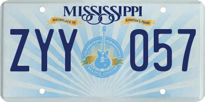 MS license plate ZYY057