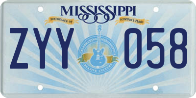 MS license plate ZYY058