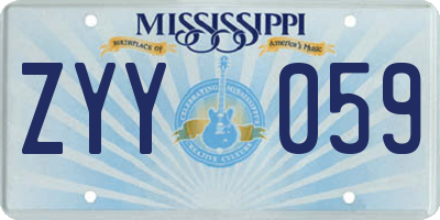 MS license plate ZYY059