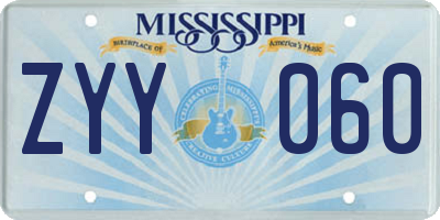 MS license plate ZYY060
