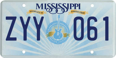 MS license plate ZYY061