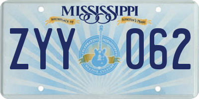 MS license plate ZYY062