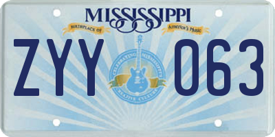 MS license plate ZYY063