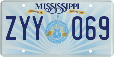 MS license plate ZYY069