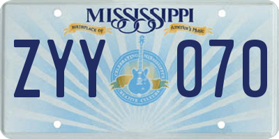 MS license plate ZYY070