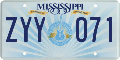 MS license plate ZYY071