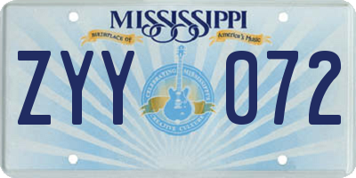 MS license plate ZYY072