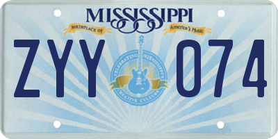 MS license plate ZYY074