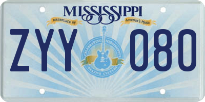 MS license plate ZYY080