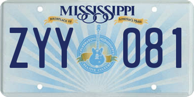 MS license plate ZYY081