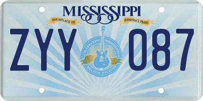 MS license plate ZYY087