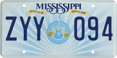 MS license plate ZYY094