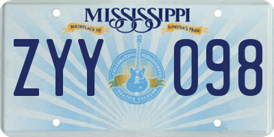 MS license plate ZYY098