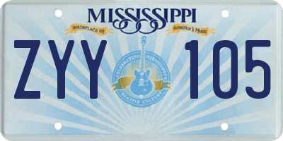 MS license plate ZYY105
