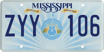 MS license plate ZYY106