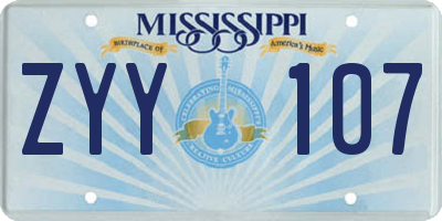 MS license plate ZYY107